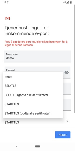 Velg Ingen og NESTE