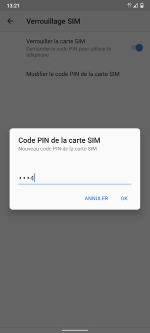 Saisissez votre Nouveau code PIN de la carte SIM et sélectionnez OK