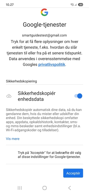 Vælg Acceptér