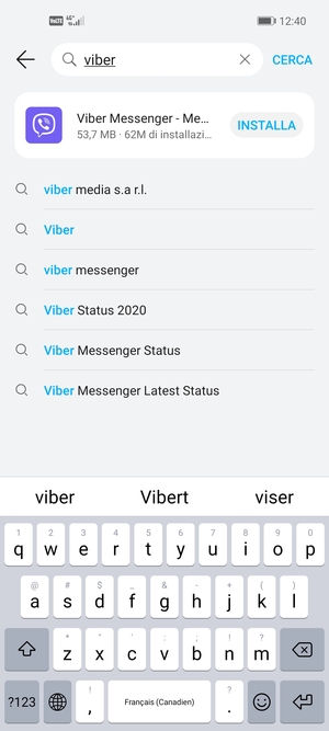 Inserisci il nome dell'app e seleziona CERCA