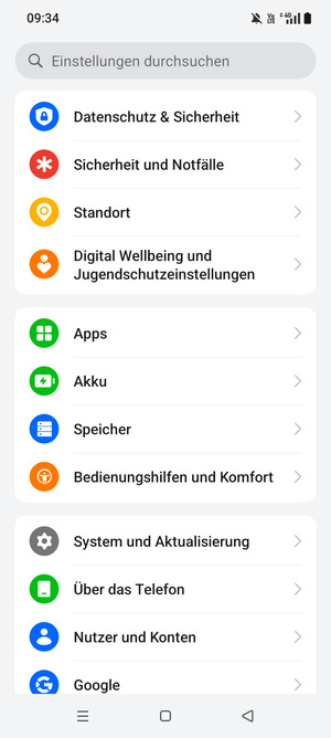 Scrollen Sie und wählen Sie  Datenschutz & Sicherheit