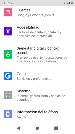 Desplácese y seleccione Información del teléfono