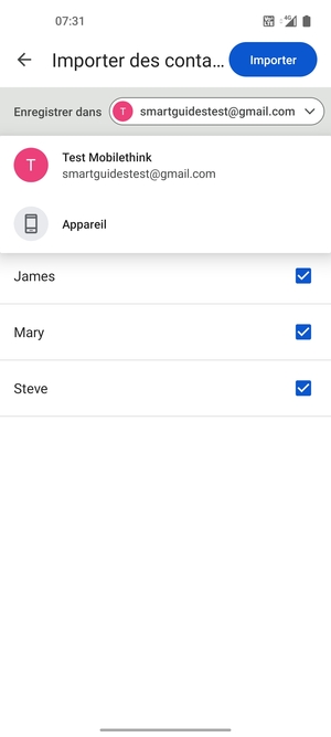 Sélectionnez votre compte Google