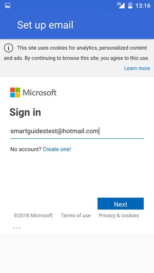Enter your Email address and select Next
