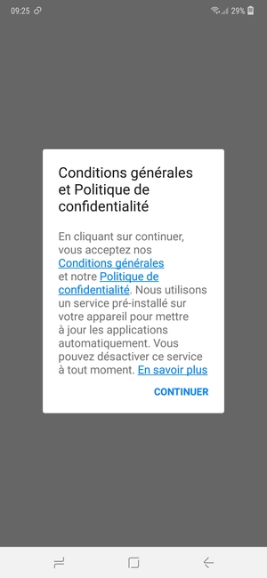 Sélectionnez CONTINUER