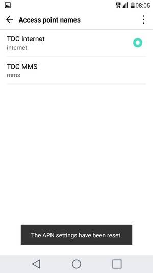 Your phone will reset to default Internet and MMS settings