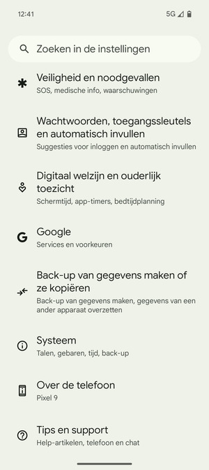 Scroll naar en selecteer Systeem