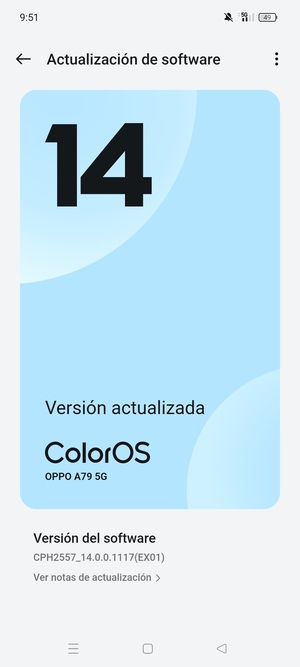 Si su teléfono está actualizado, verá la siguiente pantalla