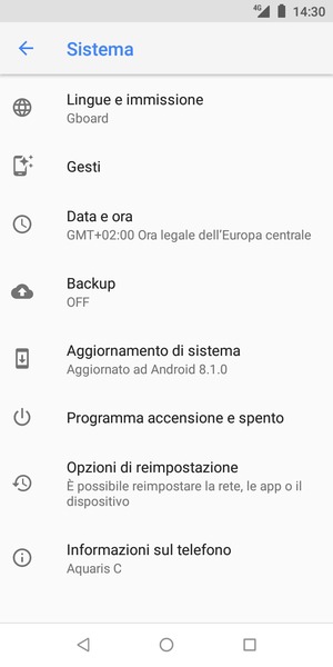 Seleziona Backup