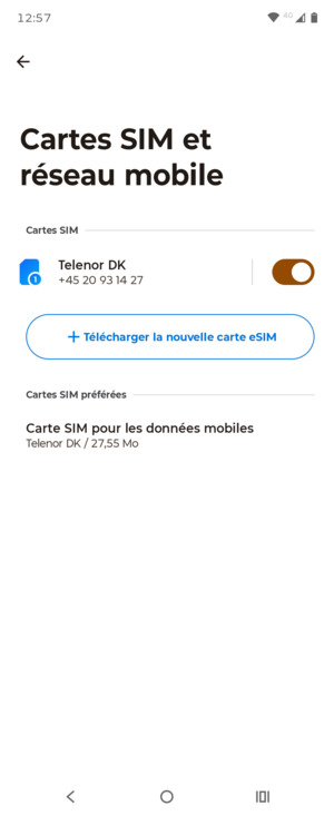 Sélectionnez Télécharger la nouvelle carte eSIM