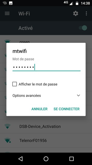 Saisissez le mot de passe du Wi-Fi et sélectionnez SE CONNECTER