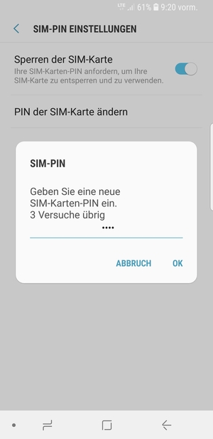 Geben Sie Ihre Neue SIM-PIN ein und wählen Sie OK