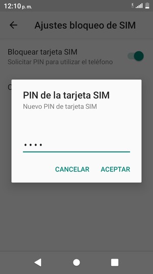 Introduzca su Nuevo PIN de tarjeta SIM y seleccione ACEPTAR