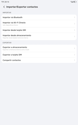 Seleccione Importar desde tarjeta  SIM