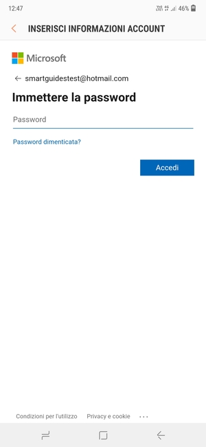 Inserisci la tua password e seleziona Accedi