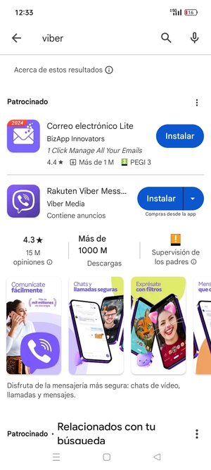 Seleccione la aplicación