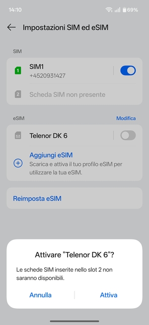Seleziona  Attiva