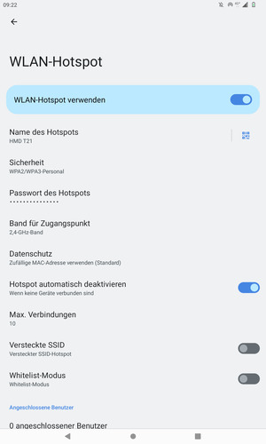 Ihr Tablet ist jetzt für die Verwendung als Modem eingerichtet