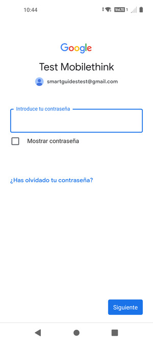 Introduzca su contraseña y seleccione Siguiente