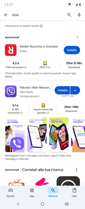 Seleziona l'applicazione