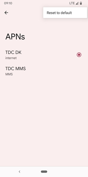 Select Reset to default
