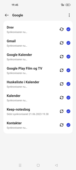 Dine oplysninger vil blive synkroniseret