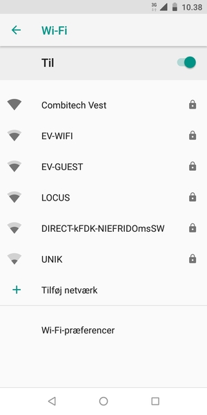 Vælg det trådløse netværk, du ønsker at oprette forbindelse til