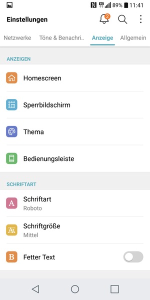 Wählen Sie Anzeige und Sperrbildschirm