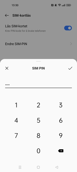 Skriv inn Ny PIN-kode for SIM-kort og velg OK