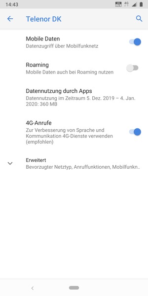 Wählen Sie Erweitert