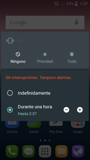 Seleccione Ninguno para cambiar al modo silencio