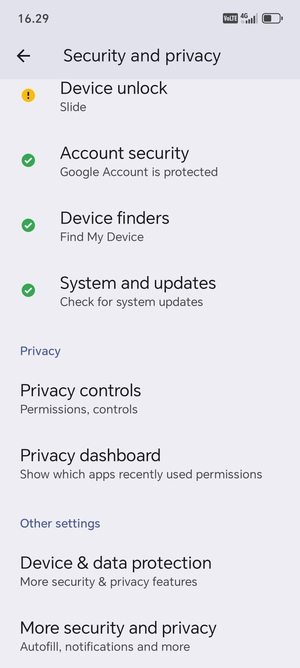 Scroll to and select More security and privacy