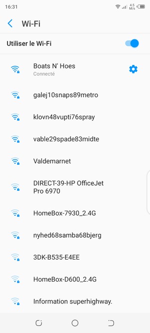 Vous êtes maintenant connecté au réseau Wi-Fi