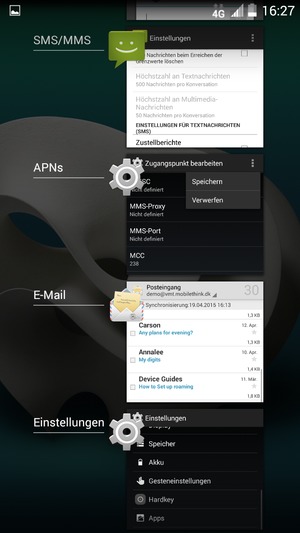 Apps nach rechts streifen, um sie zu schliessen