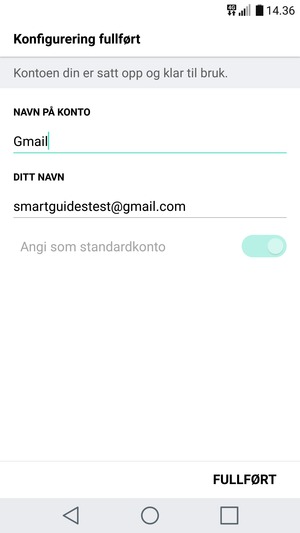 Gi kontoen din et navn, og skriv inn navnet ditt. Velg FULLFØRT
