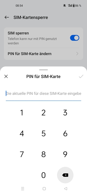 Geben Sie Ihre Alte PIN der SIM-Karte ein und wählen Sie OK