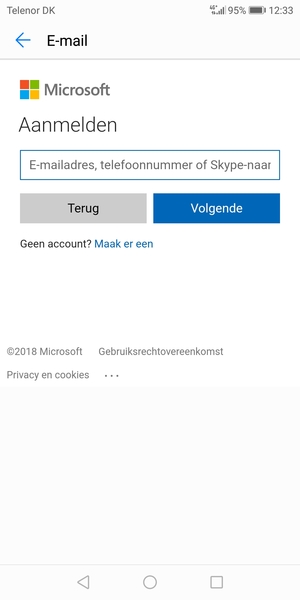 Voer uw Hotmail adres in en selecteer Volgende