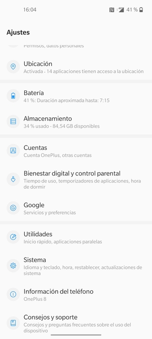 Desplácese y seleccione Sistema