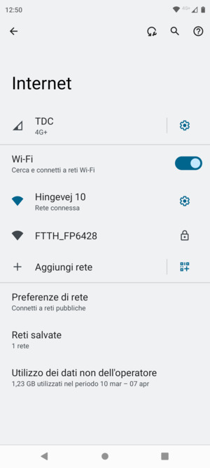 Ora sei connesso alla rete Wi-Fi