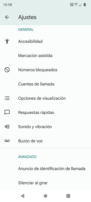 Desplácese y seleccione Buzón de voz