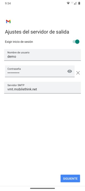 Introduzca la dirección de servidor saliente
