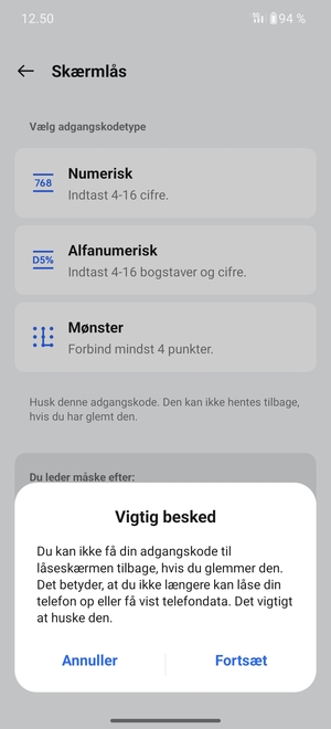 Vælg Fortsæt