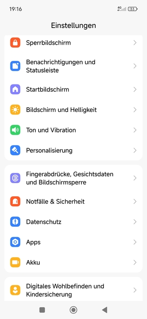 Scrollen Sie und wählen Sie Fingerabdrücke, Gesichtsdaten und Bildschirmsperre