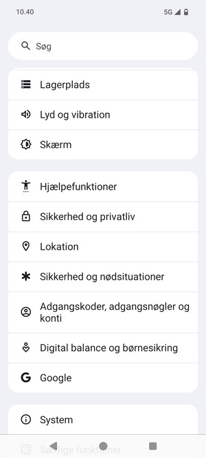 Scroll til og vælg Lokation