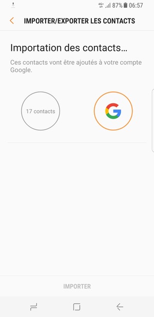Vos contacts vont être enregistrés sur votre compte Google et dans votre téléphone lors de la prochaine synchronisation de Google.
