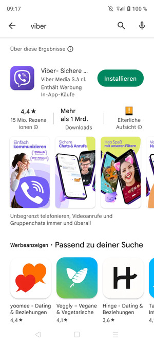 Wählen Sie die App