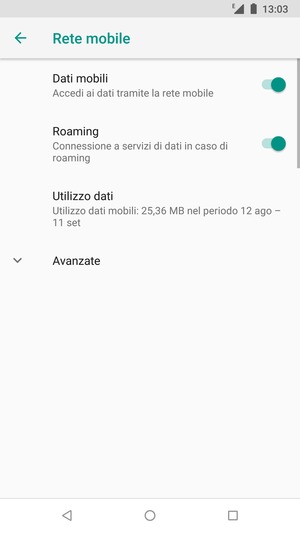 Attiva o disattiva Dati mobili