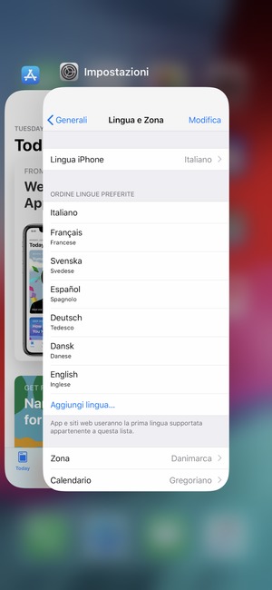 Apparirà un menu