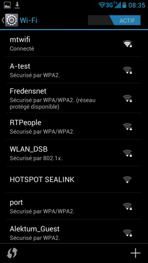 Vous êtes maintenant connecté au réseau Wi-Fi