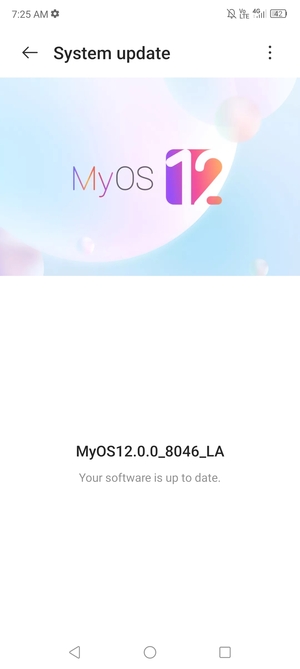 If your phone is up to date, you will see the following screen